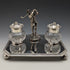 British Vintage Silver Plated Golf Design Pen Stand & Inkwell Pair